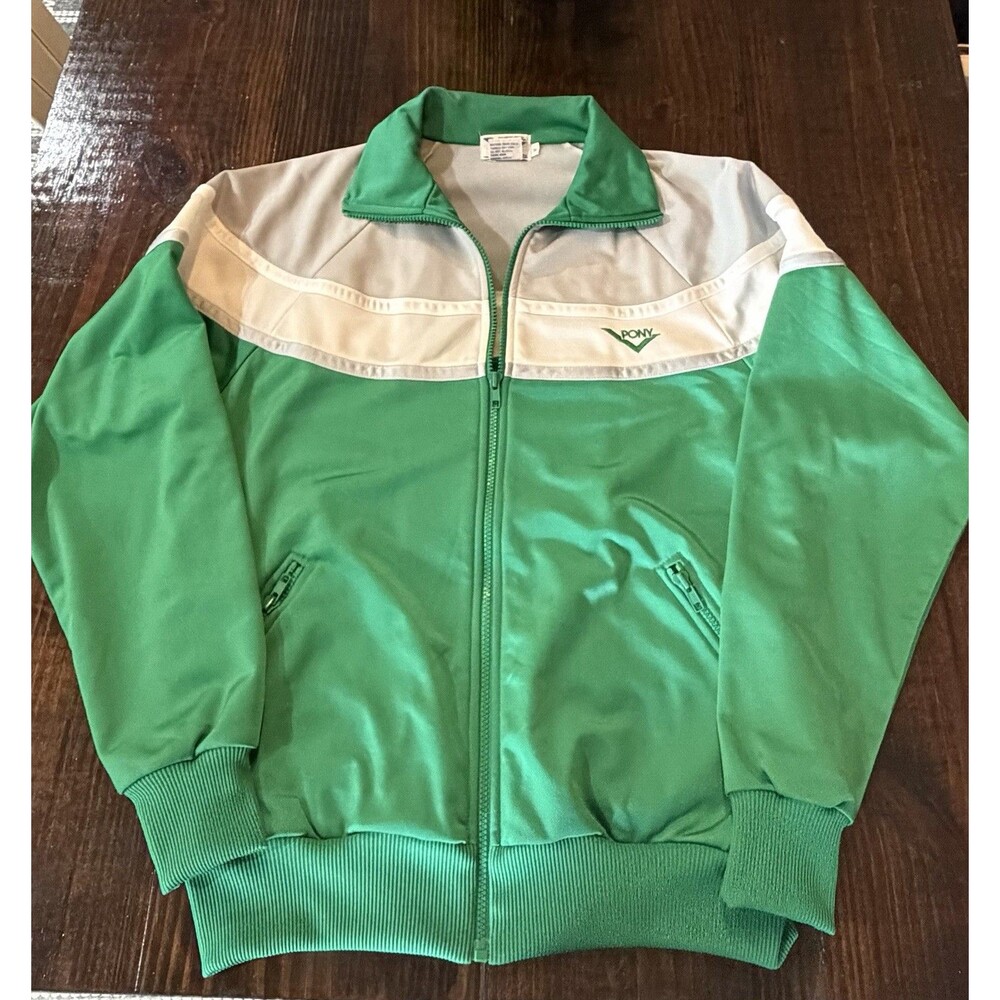 PONY Unisex Green WhiteTrack Suit Jacket and  Pants Set Size Med Vintage